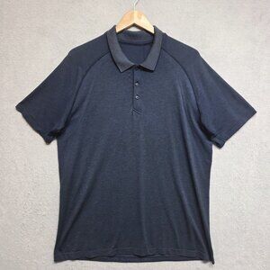Lululemon Polo Shirt Mens XL Navy Blue Metal Vent Tech Short Sleeve Casual